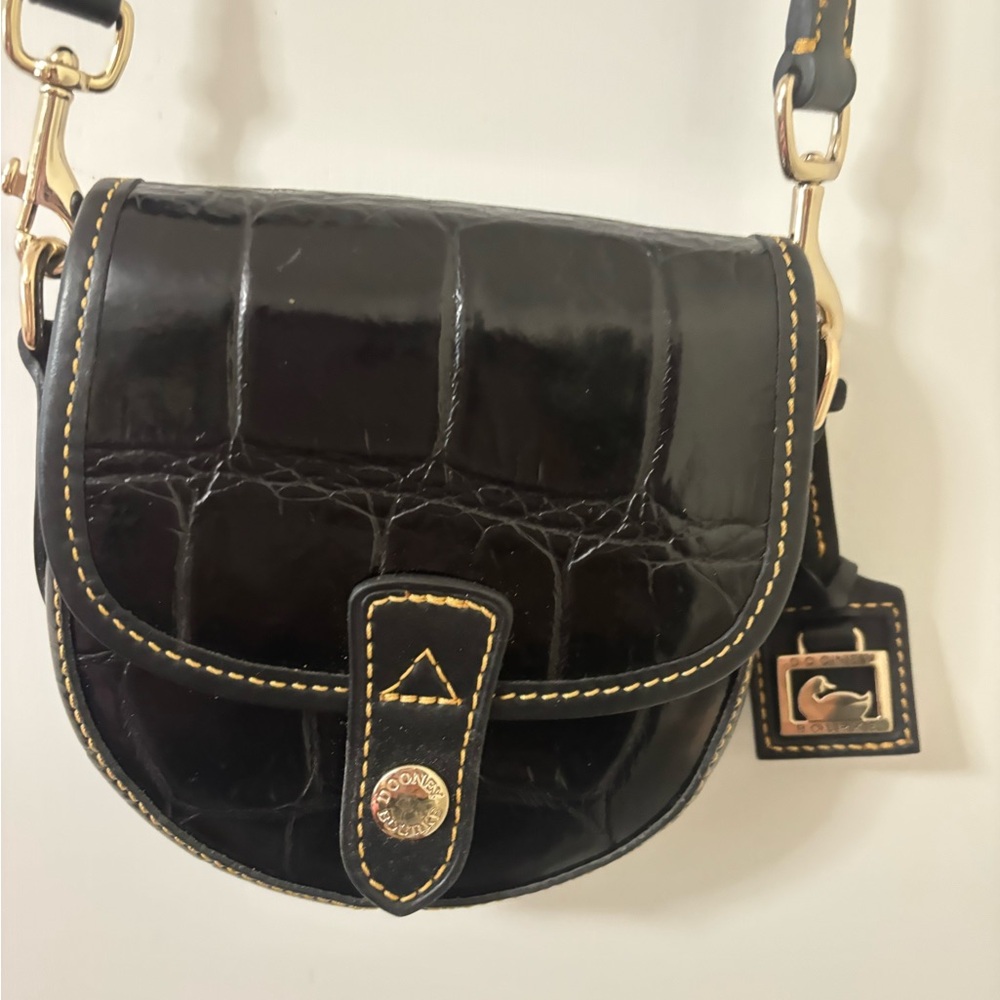 Dooney & Bourke Black Crocodile-Embossed Crossbody Bag